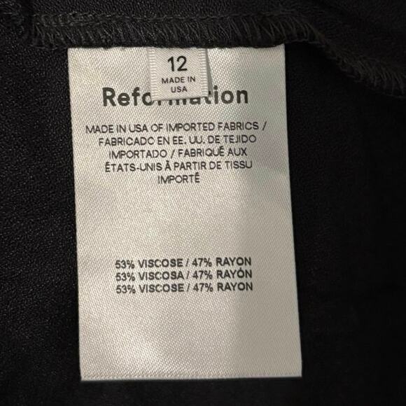 Reformation Black Gold Hugh Crepe Shirt Mini Dress Size 12 - Picture 7 of 10